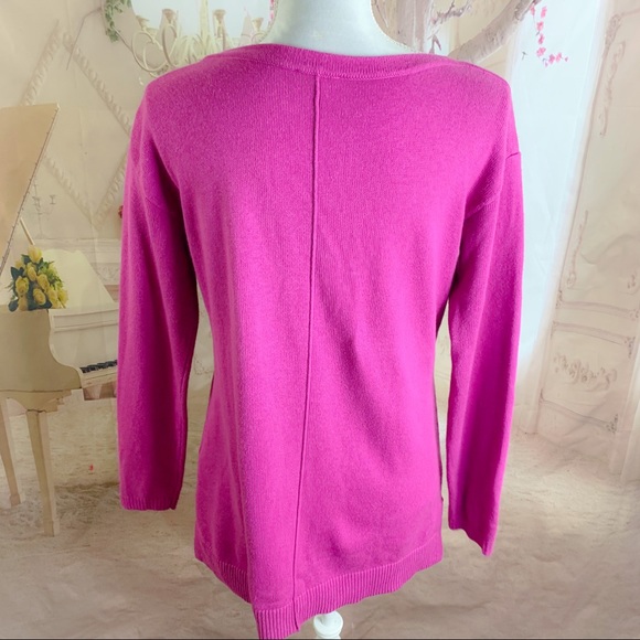 NEW Talbots Hot Pink button Cotton Sweater - Picture 7 of 10